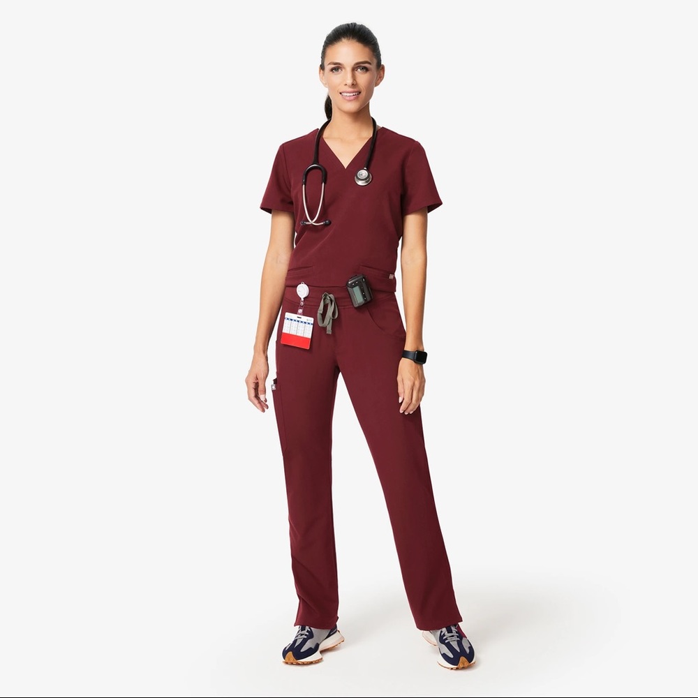 Figs Burgundy Scrubs Set